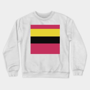 A matchless blend of Anti-Flash White, Raisin Black, Almost Black, Dark Pink and Piss Yellow stripes. Crewneck Sweatshirt